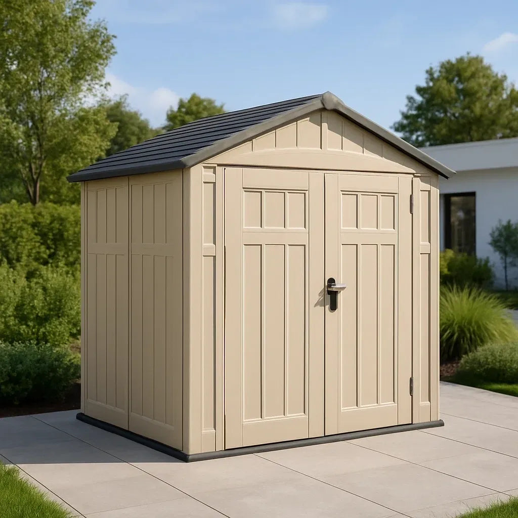 Abri de jardin extérieur en résine beige 190x130x215 cm