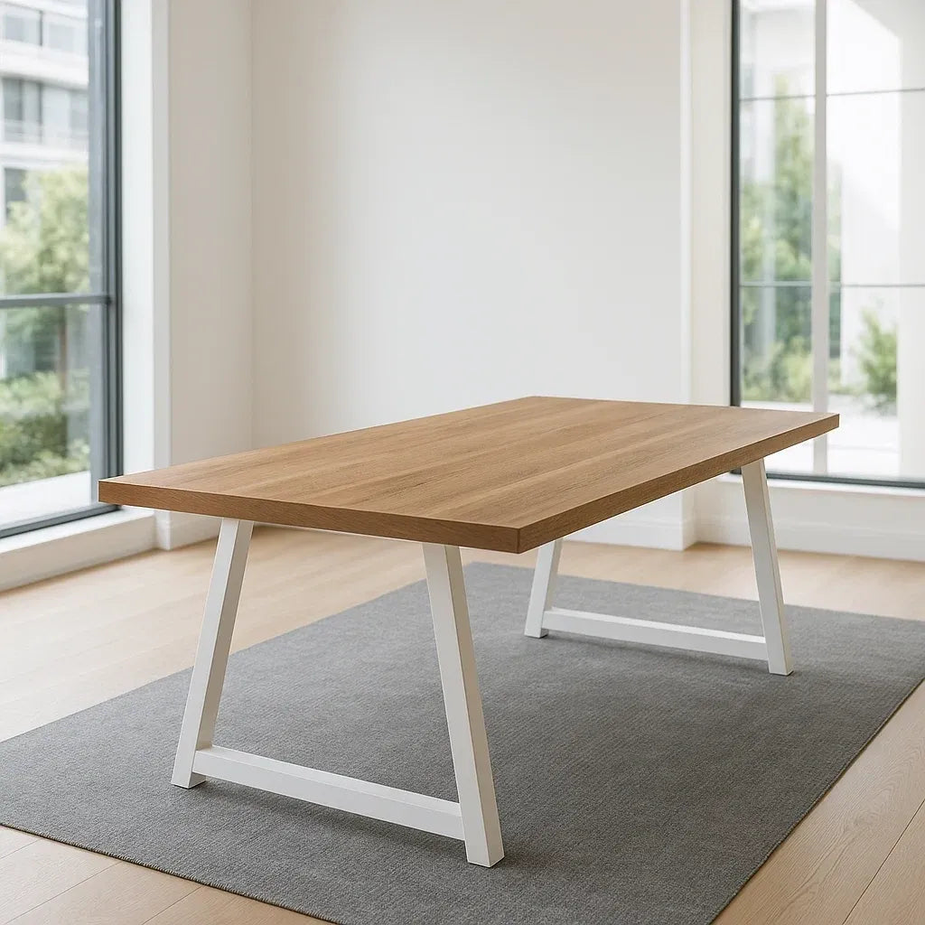 Tables de cuisine et de salle à manger table rectangulaire en bois et métal blanc 200x100x75 cm