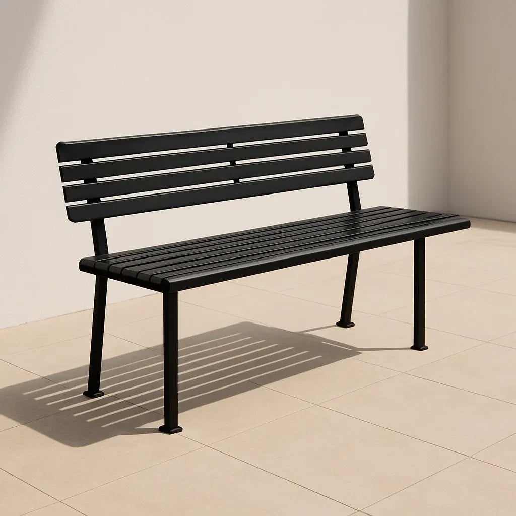 Bancs de parc extérieur rectangulaire en acier noir