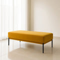 Bancs d'entrée rembourrés en tissu polyester jaune avec pieds en métal noir 140x45x40 cm