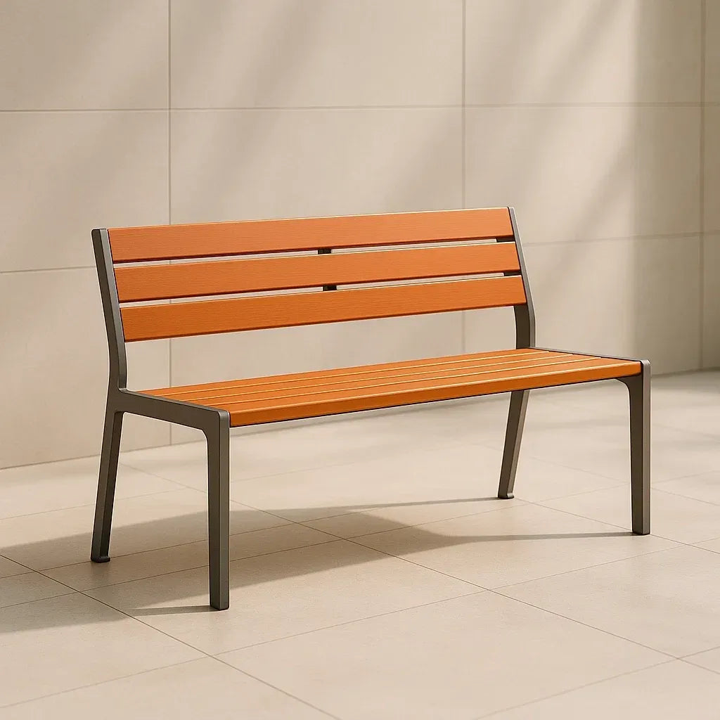 Bancs de parc extérieur en aluminium et composite 120x60x80 cm Orange