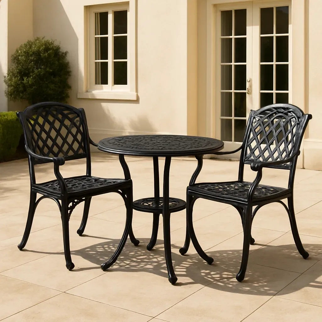 Ensemble bistro de jardin ensemble de 3 pièces table et chaises de patio en aluminium noir