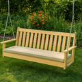 Balancelles de jardin banc à bascule de jardin en bois jaune avec coussin en polyester beige