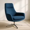 Chaises fauteuil pivotant en tissu bleu avec piètement en métal chromé 80x70x70 cm