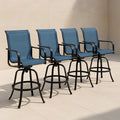 Tabourets de bar d'extérieur ensemble de 4 chaises de bar pivotantes extérieures aluminium tissu polyester bleu