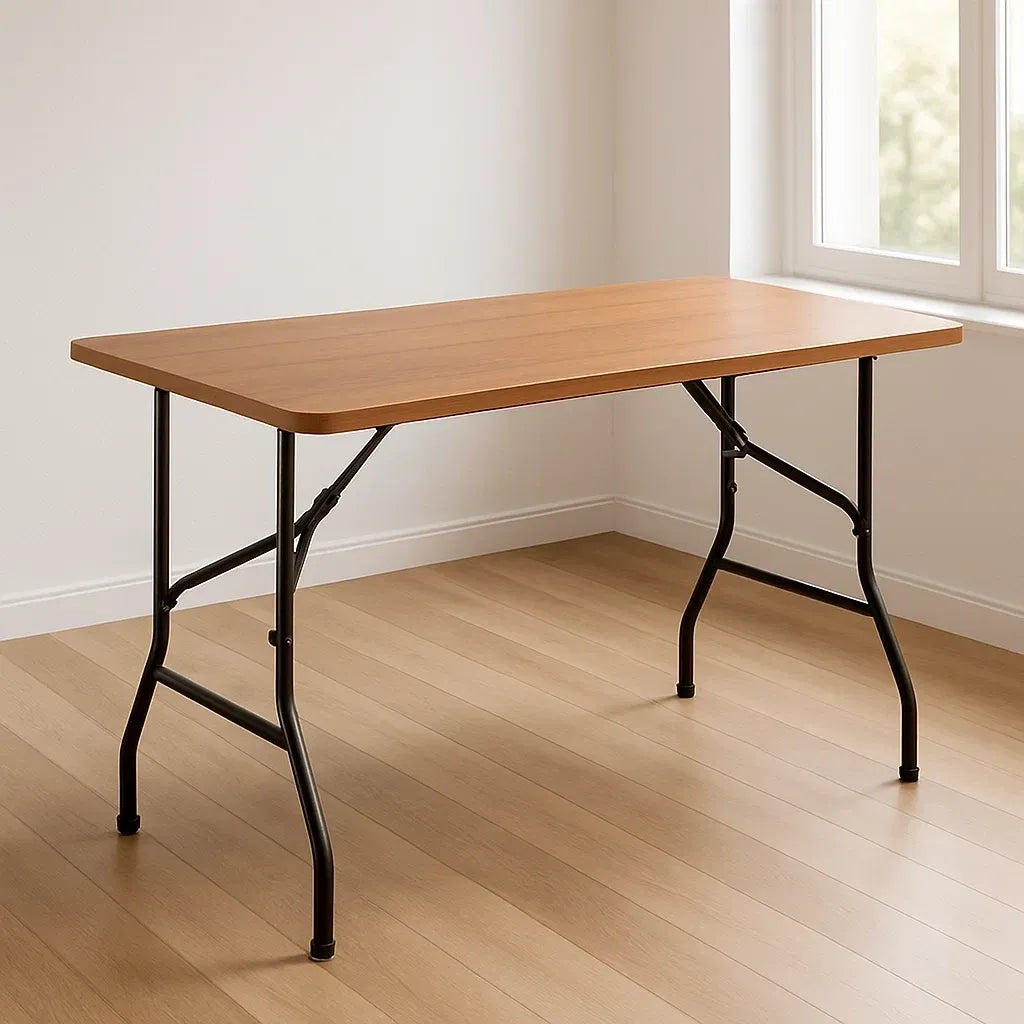 Tables pliantes table pliante rectangulaire 120x60x74 cm bois MDF acier noir