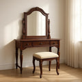 Coiffeuses coiffeuse avec miroir et tabouret en bois massif marron