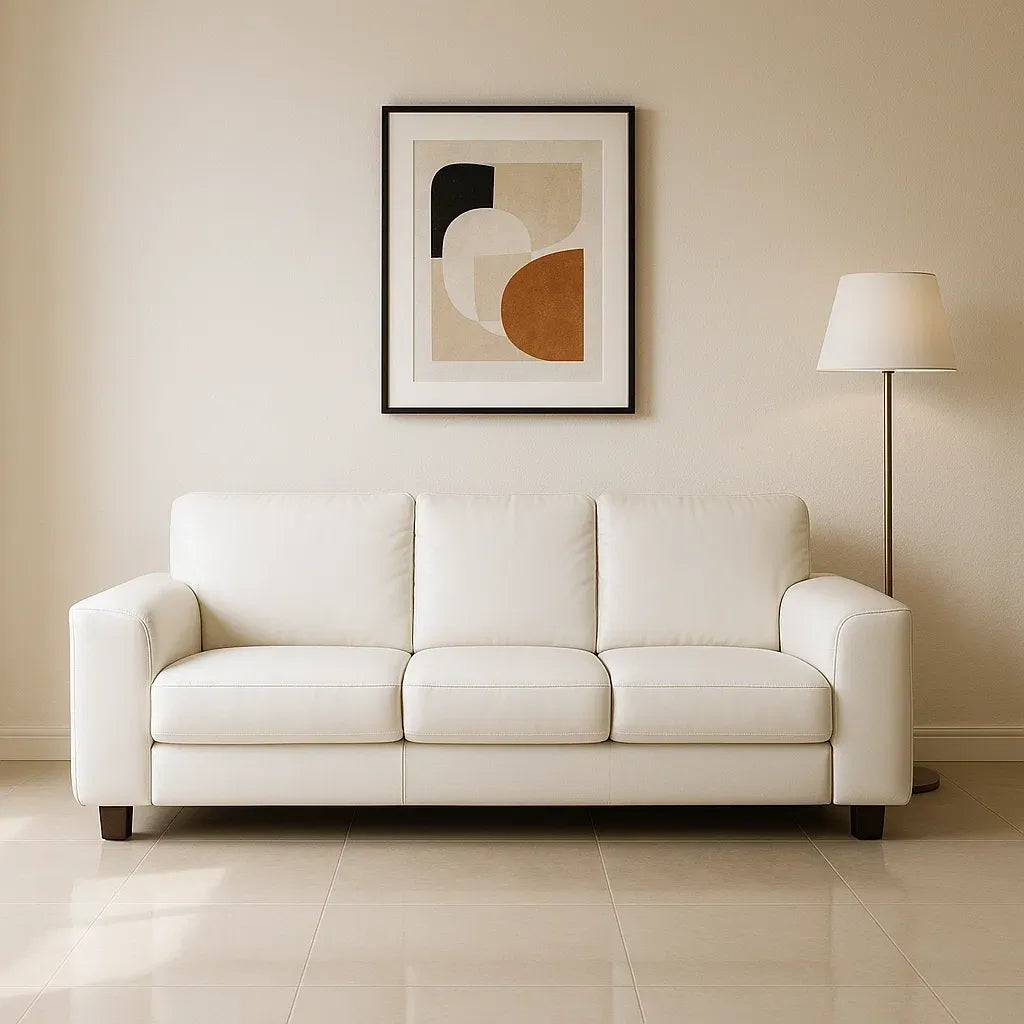 Canapés canapé 3 places en similicuir blanc 210x85x90 ​​cm