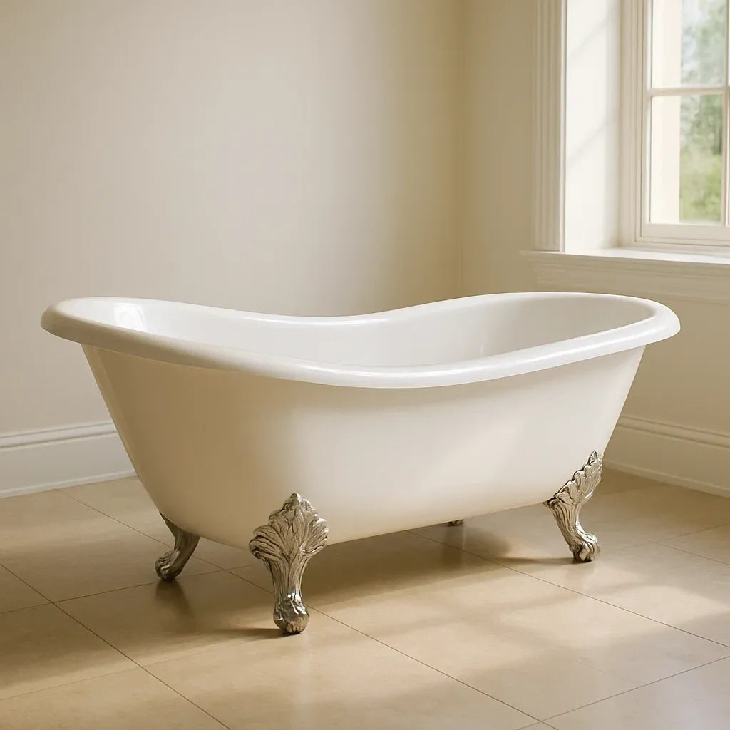 Baignoires baignoire îlot acrylique blanc pieds ornés