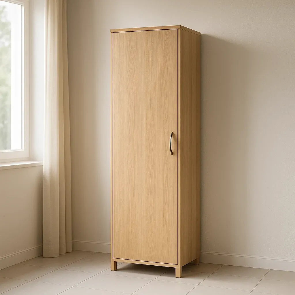 Armoires de rangement de bureau armoire penderie 1 porte en bois 180x60x50 cm bois clair intérieur avec étagères