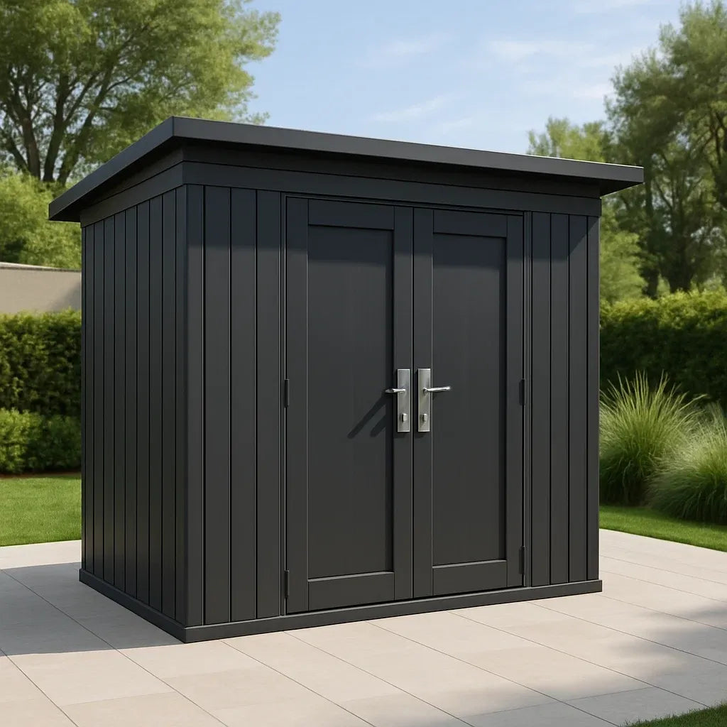 Abri de jardin en aluminium avec toit plat 210x195x185 cm gris anthracite