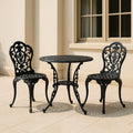 Ensemble bistro de jardin ensemble de 3 pièces bistro en fonte table et deux chaises noires pour extérieur