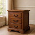 Tables de chevet à trois tiroirs en bois massif marron